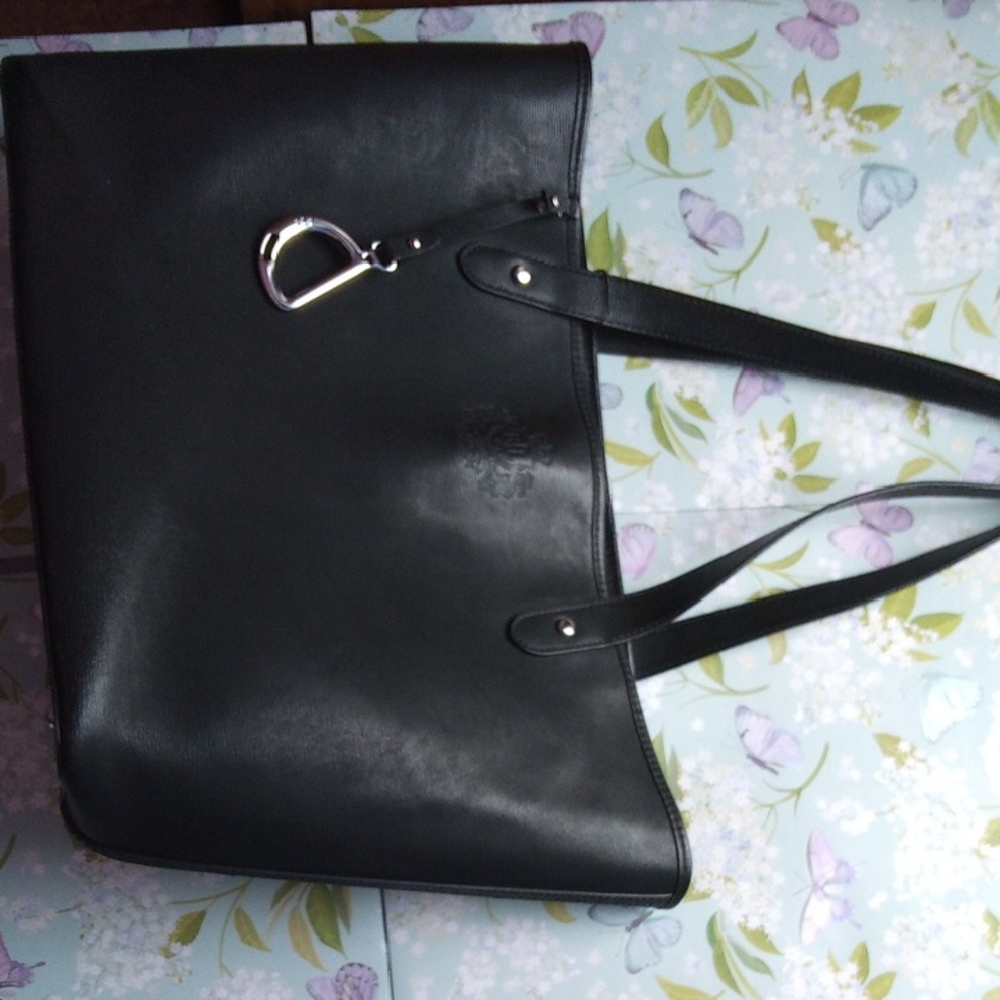 Lauren Ralph Lauren Black Tote with Silver Accent
